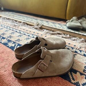Birkenstock BOSTON Clogs Taupe Soft Footbed Size 41 Very Good Condition